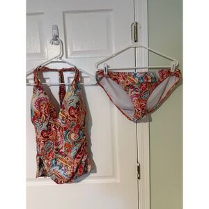 Lauren Ralph Lauren size medium tankini swim suit paisley floral